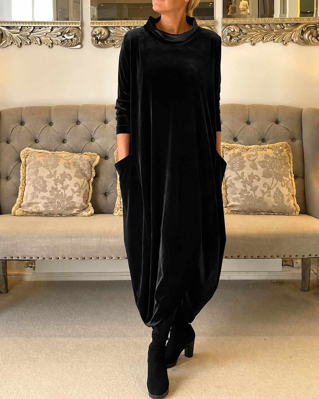 Zalinia - Vestido Elegante con Escote Redondo