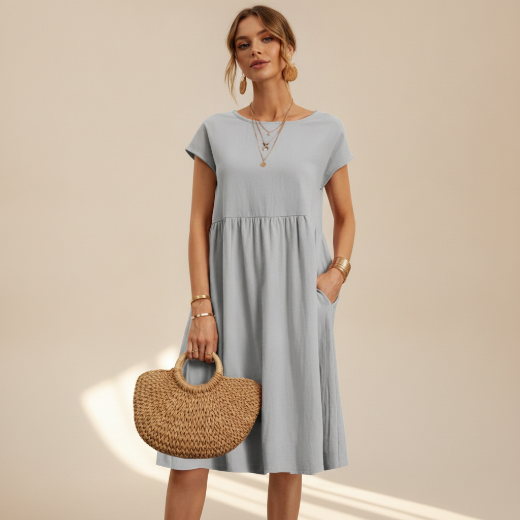 Nubia - Vestido Midi Elegante con Cuello Circular