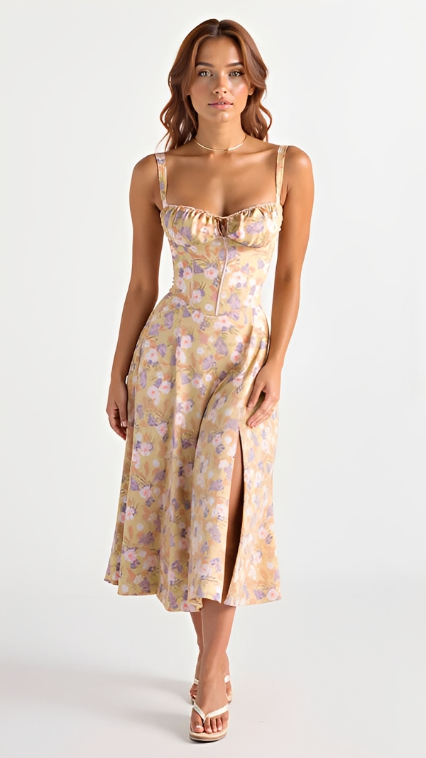Kiana - Vestido Midi Sofisticado y Elegante con Abertura