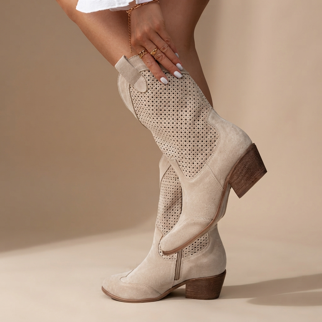 Jamie - Botas de Tacón con Costuras Decorativas