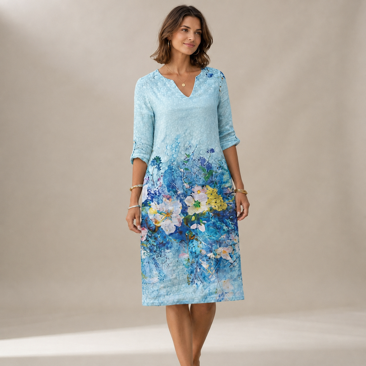 Ninna - Vestido Sofisticado y Suelto con Escote en V