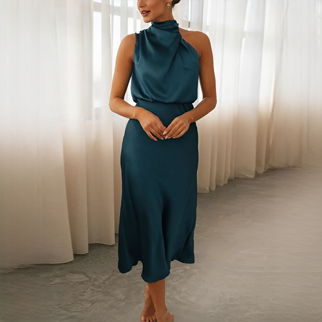 Juliana - Vestido moderno sin mangas con cuello halter