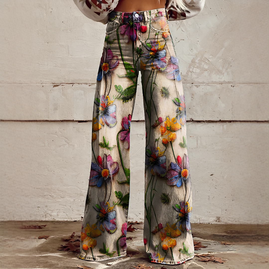 Shelley - Jeans de Pierna Ancha con Estampado para Uso Diario
