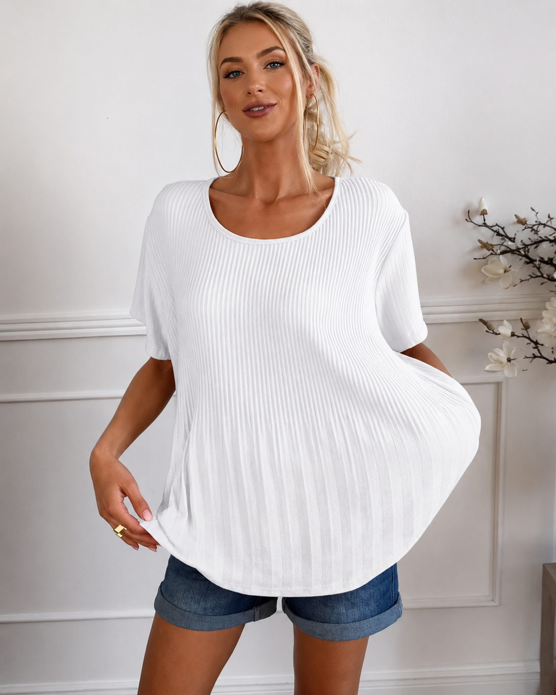 Rainelda - Blusa con Pliegues Sofisticada