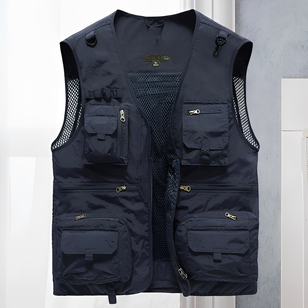 Arlan - Chaleco de verano con múltiples bolsillos para hombres