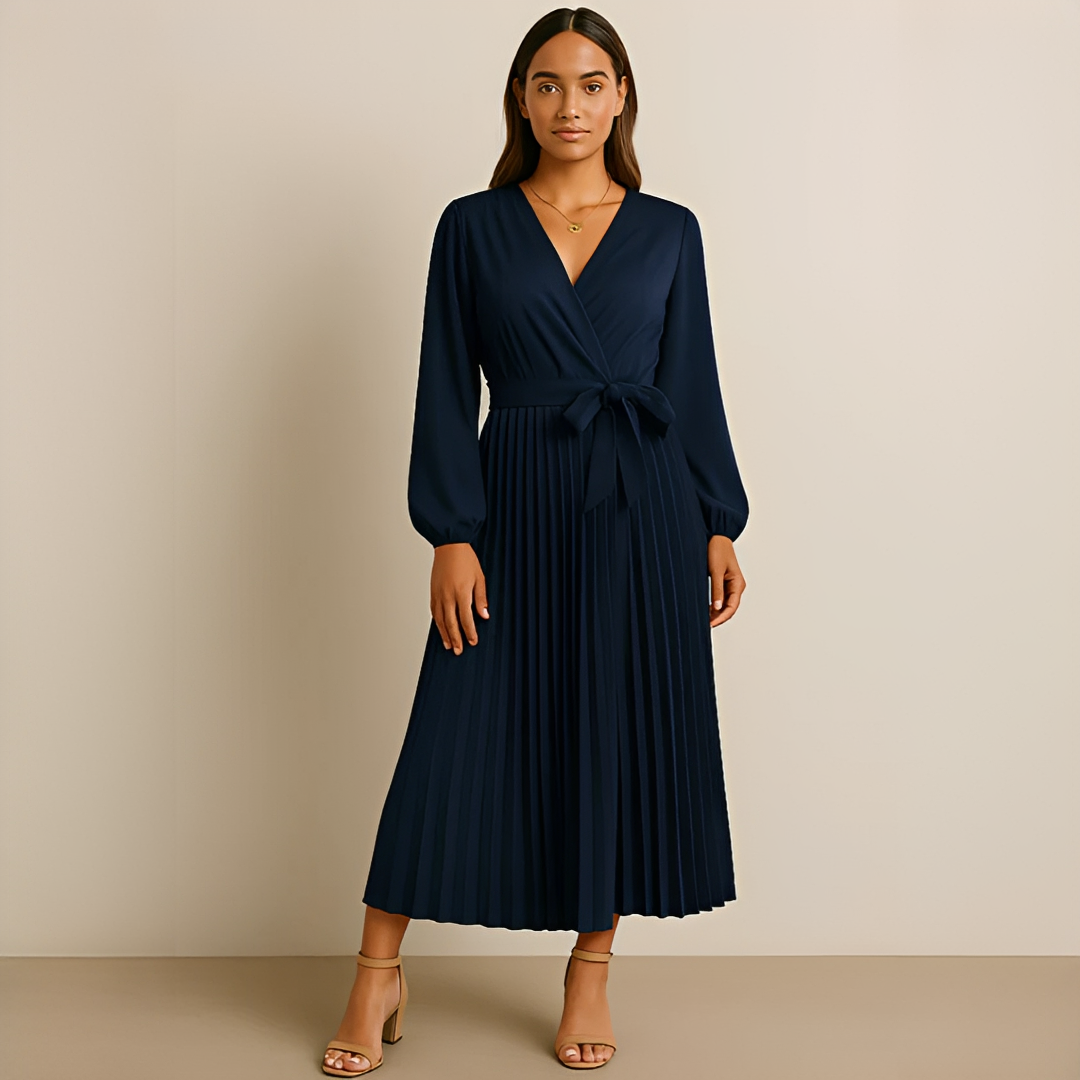 Naomi - Vestido Sofisticado con Pliegues y Escote Cruzado en V