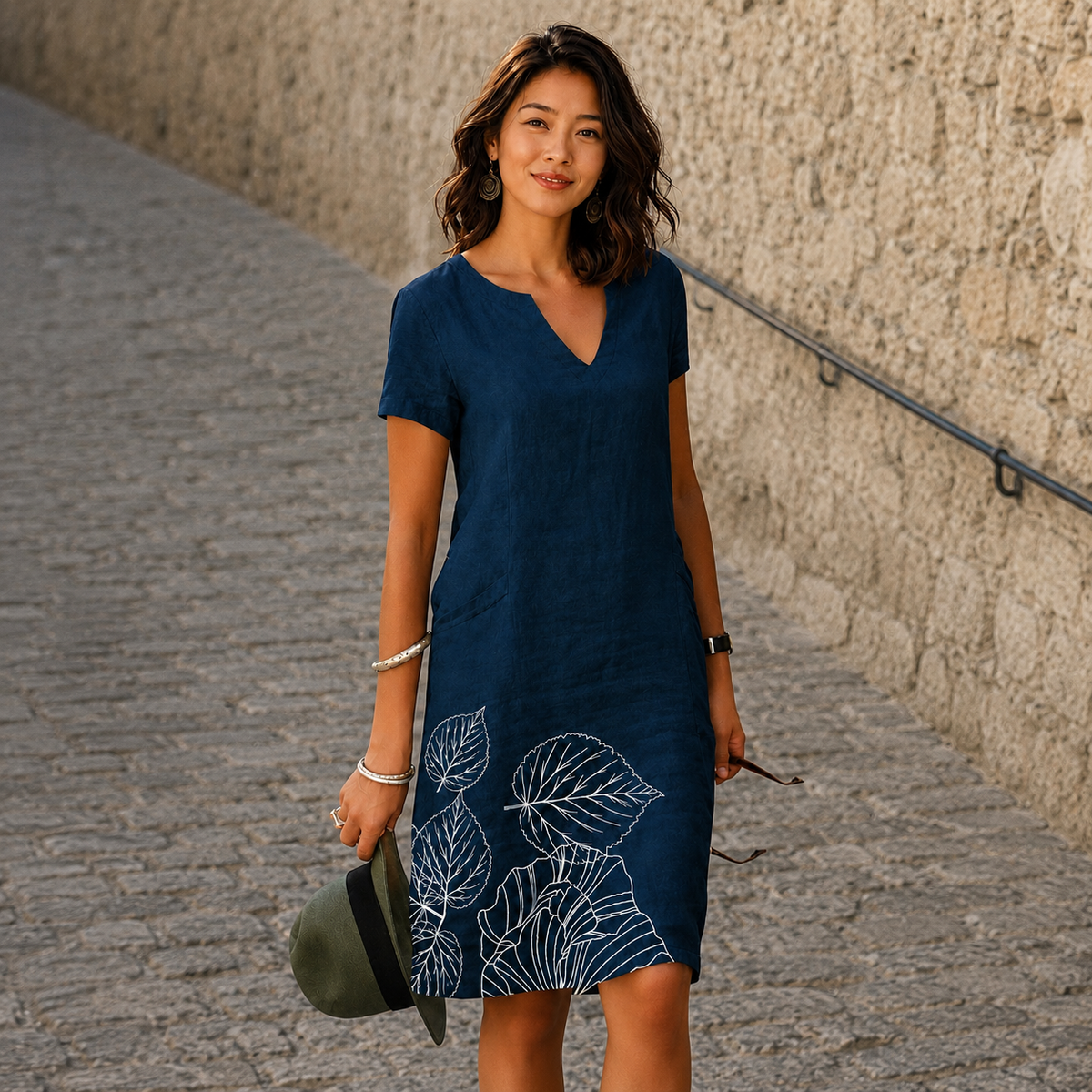 Josette - Vestido Midi Casual con Escote en V