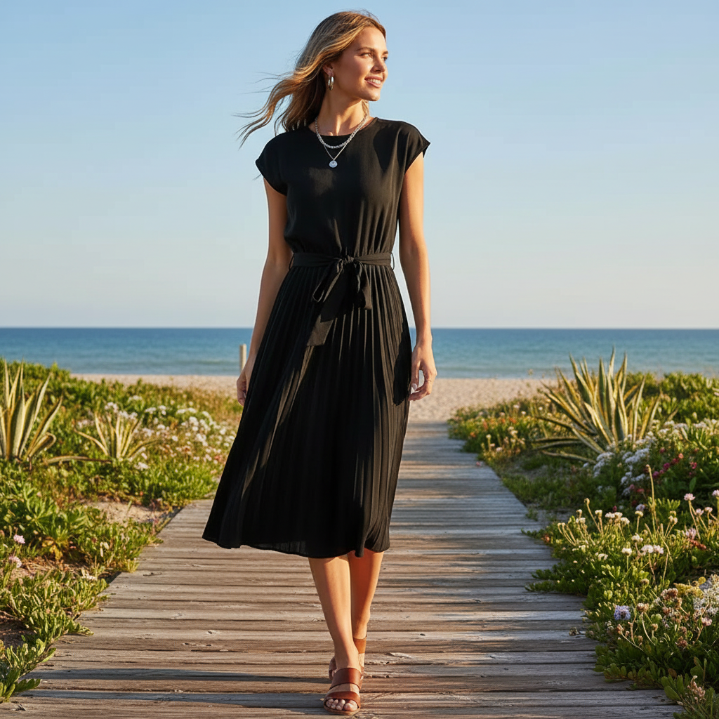 Jelica - Vestido Midi Elegante con Pliegues