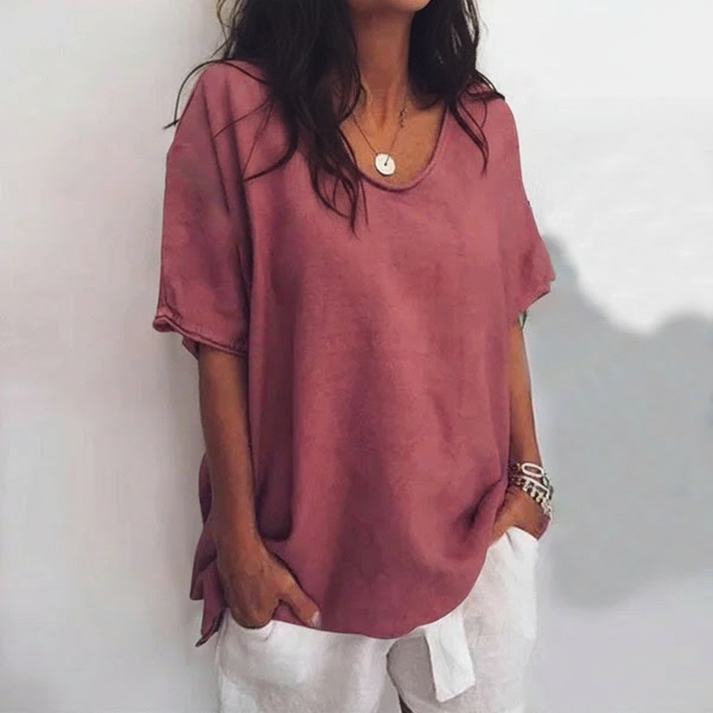 Aurora - Camiseta Casual de Cuello Redondo