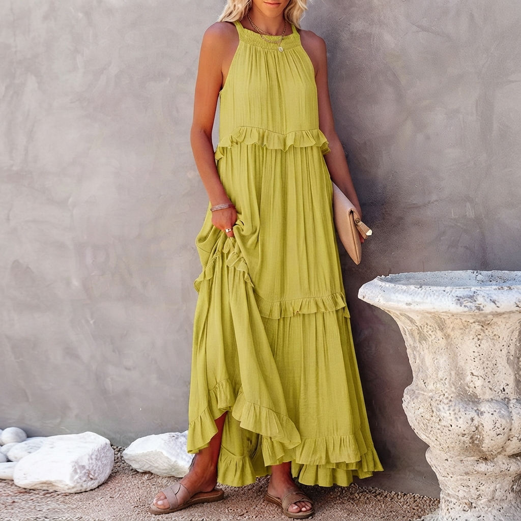 Vessa - Vestido Maxi con Capas Elegante