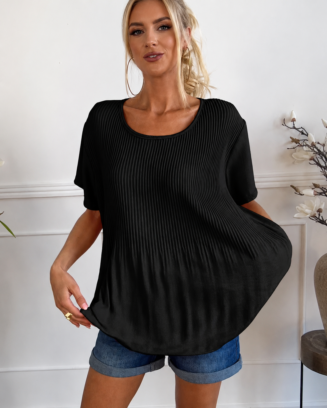 Rainelda - Blusa con Pliegues Sofisticada