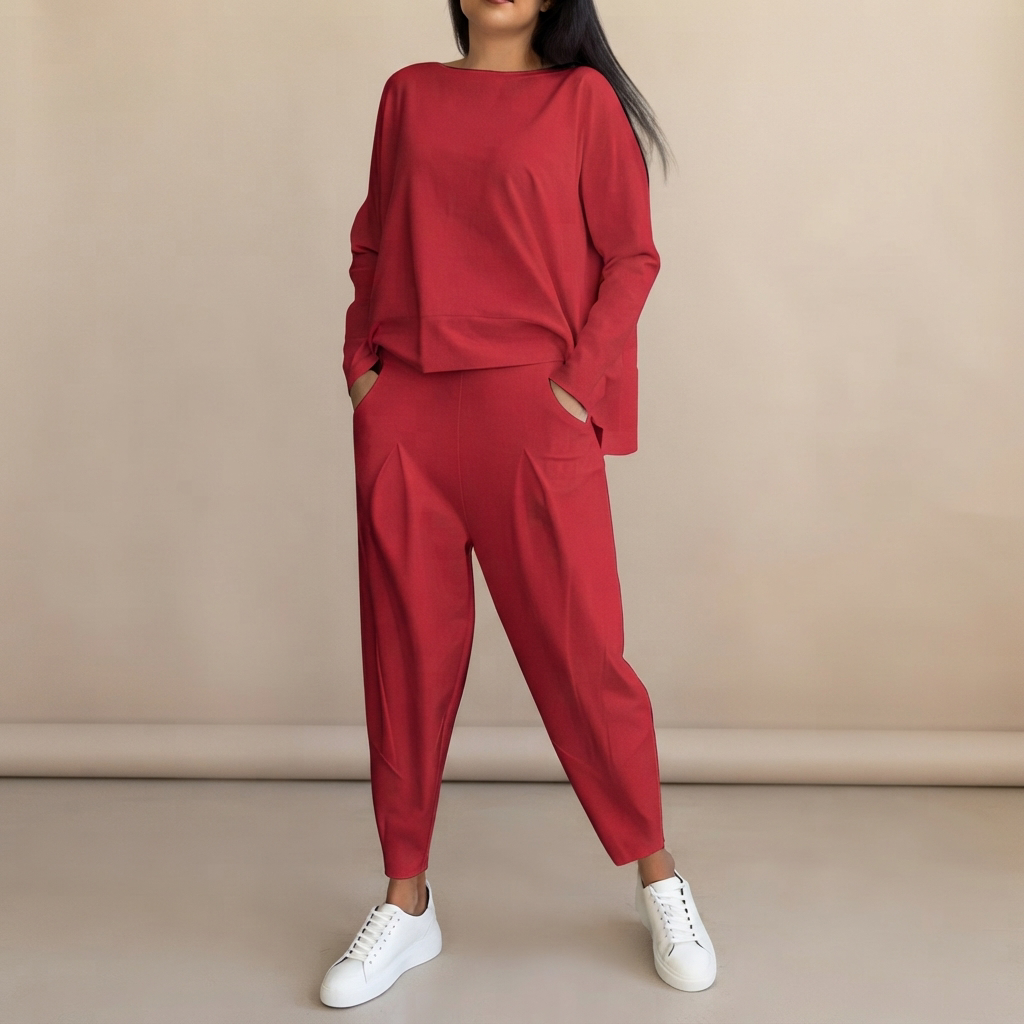 Emilyn - Conjunto de Pantalones Casuales de Corte Suelto