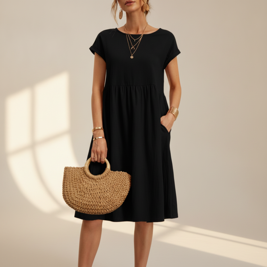 Nubia - Vestido Midi Elegante con Cuello Circular