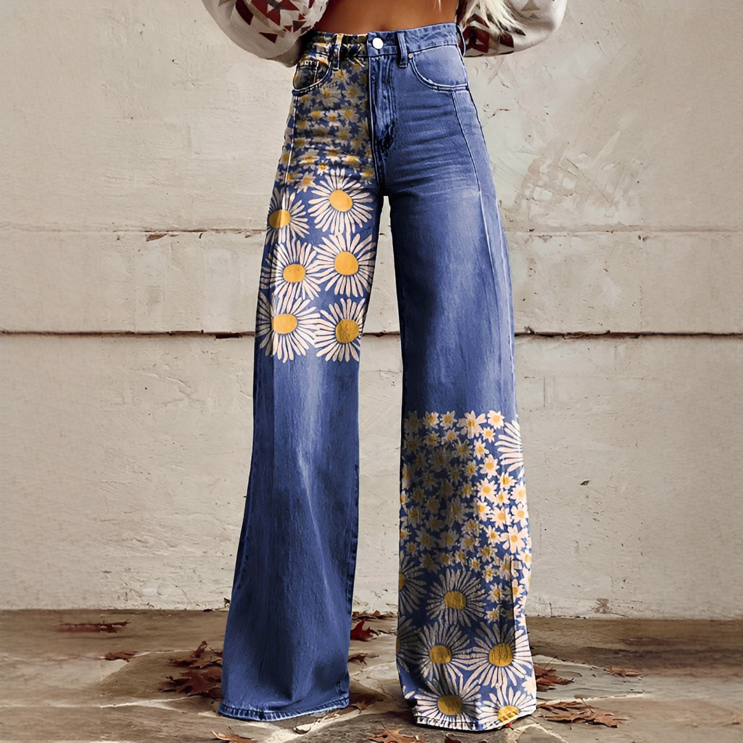 Shelley - Jeans de Pierna Ancha con Estampado para Uso Diario