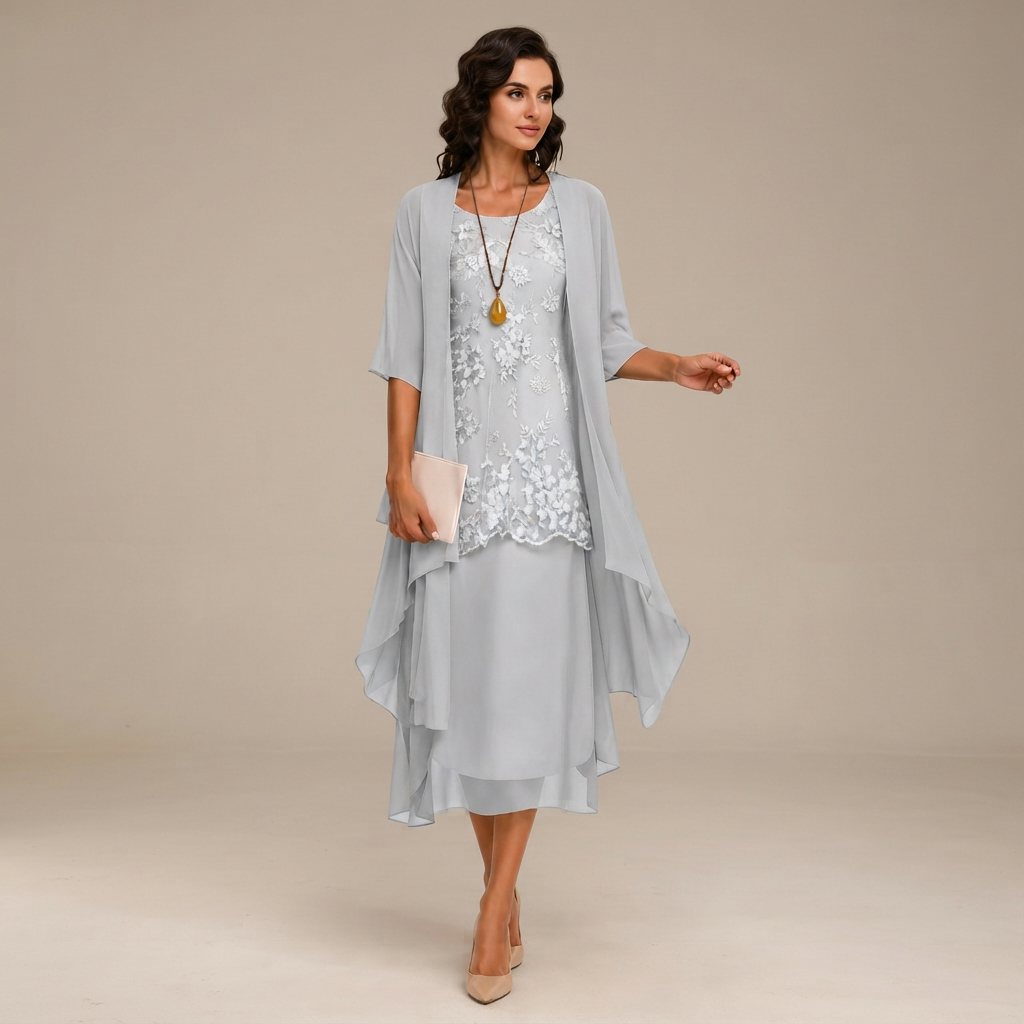 Krystal - Vestido Midi Sofisticado de Dos Piezas