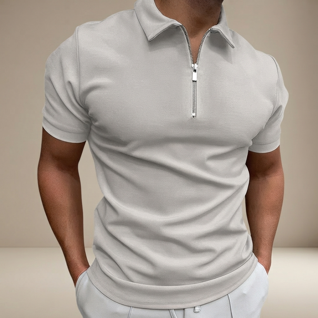 Kesean - Camisa Polo Casual con Media Cremallera
