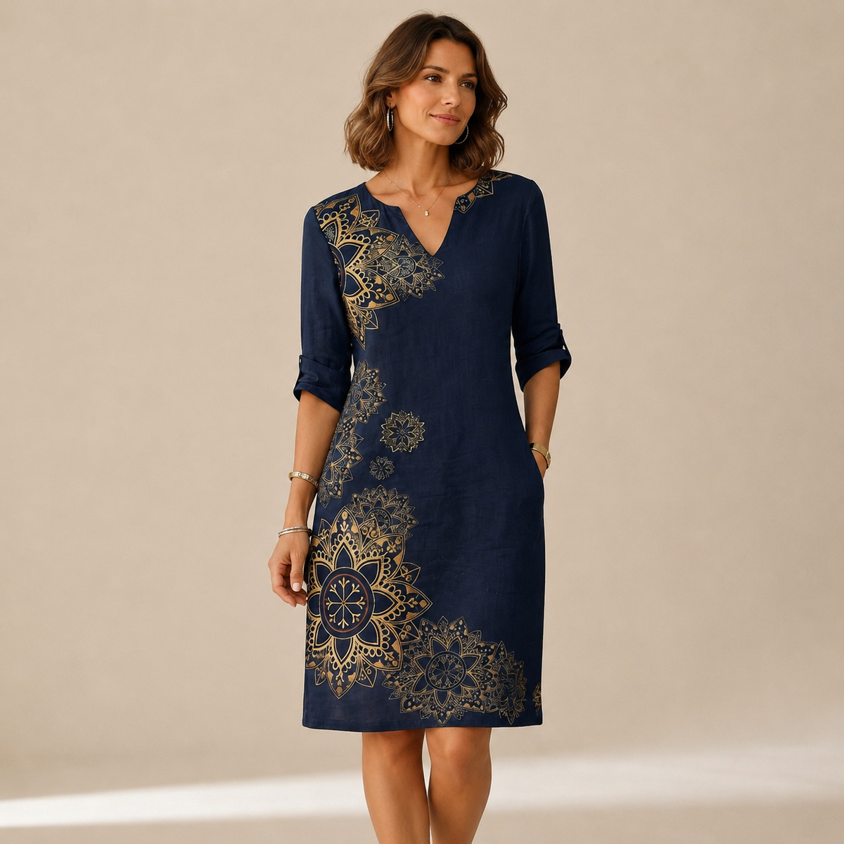 Ninna - Vestido Sofisticado y Suelto con Escote en V