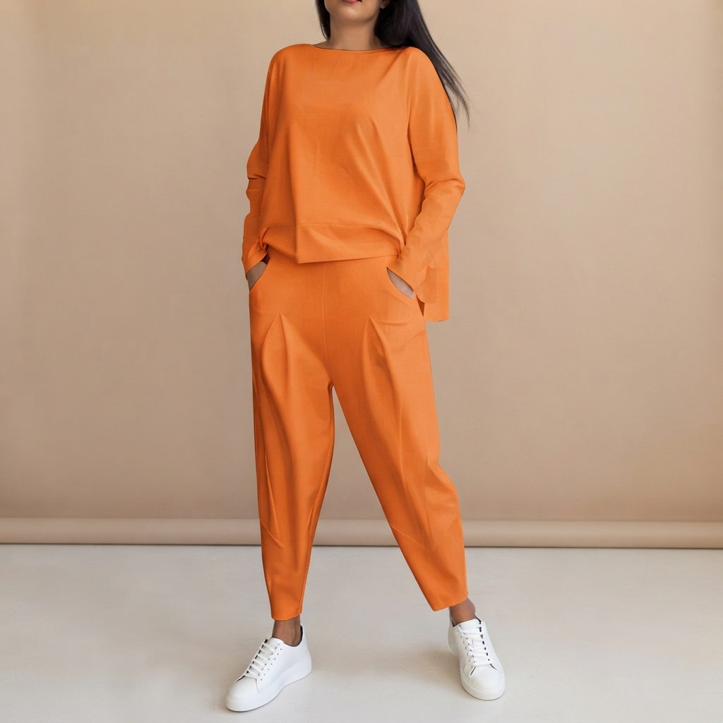 Emilyn - Conjunto de Pantalones Casuales de Corte Suelto