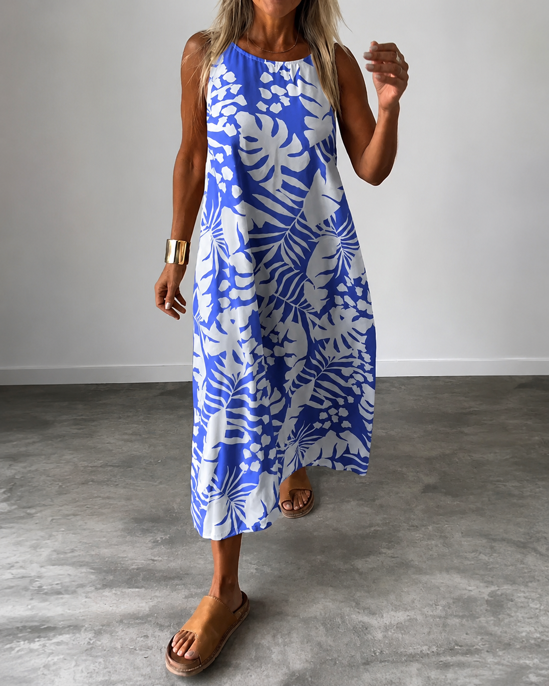 Arianna - Vestido Suelto sin Mangas con Estampado