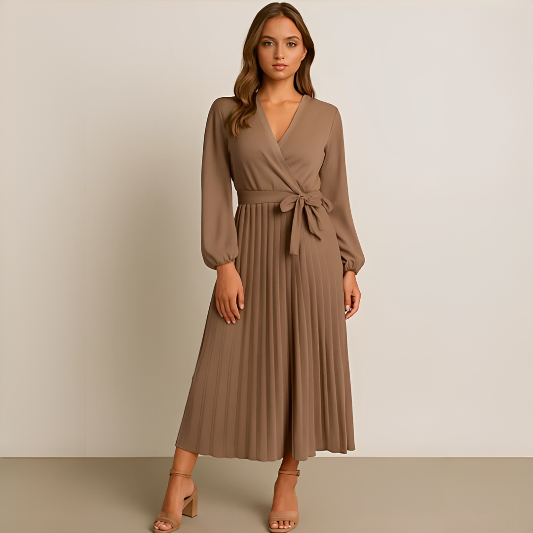 Naomi - Vestido Sofisticado con Pliegues y Escote Cruzado en V