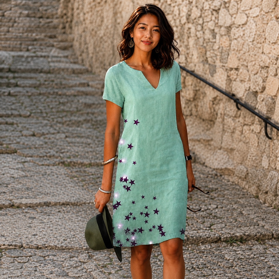 Josette - Vestido Midi Casual con Escote en V