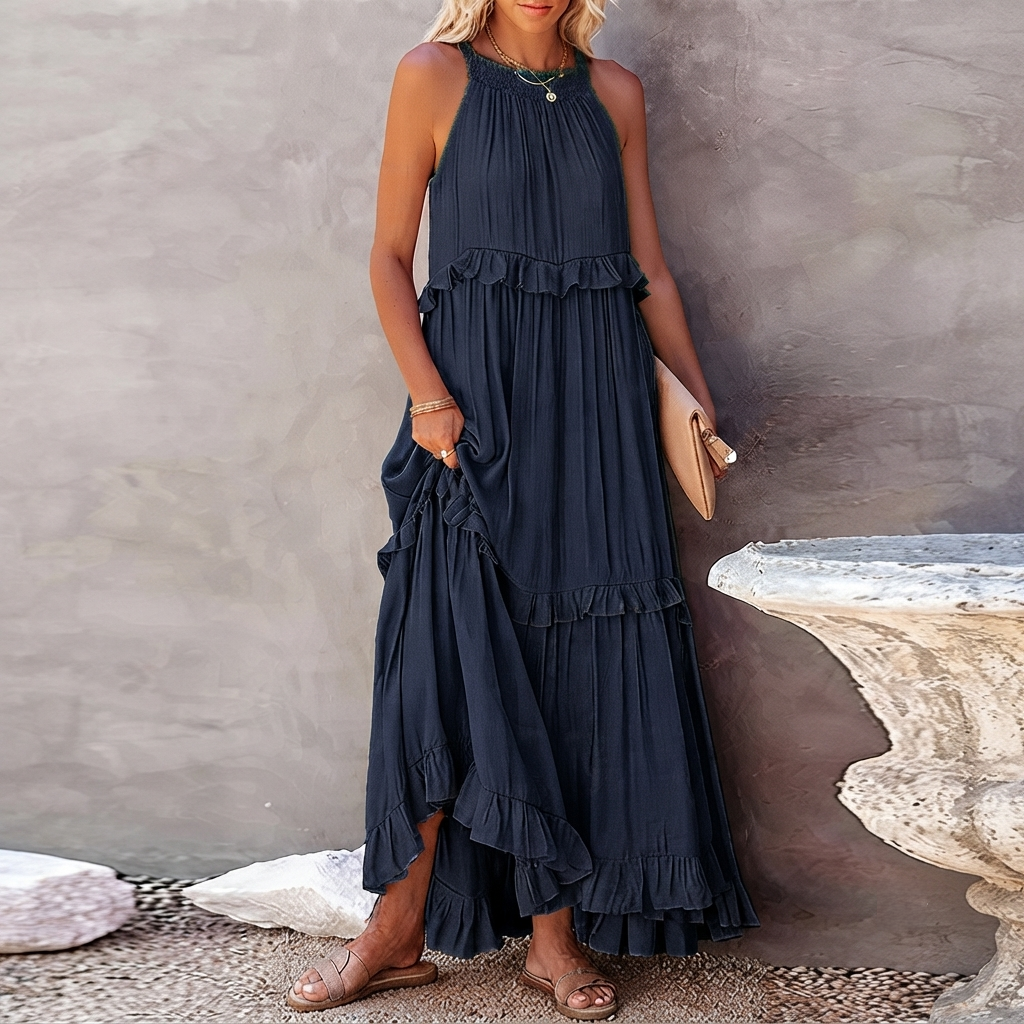 Vessa - Vestido Maxi con Capas Elegante