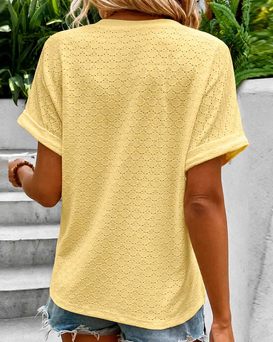 Latresia - Blusa con Estilo y Cuello en V con Botones