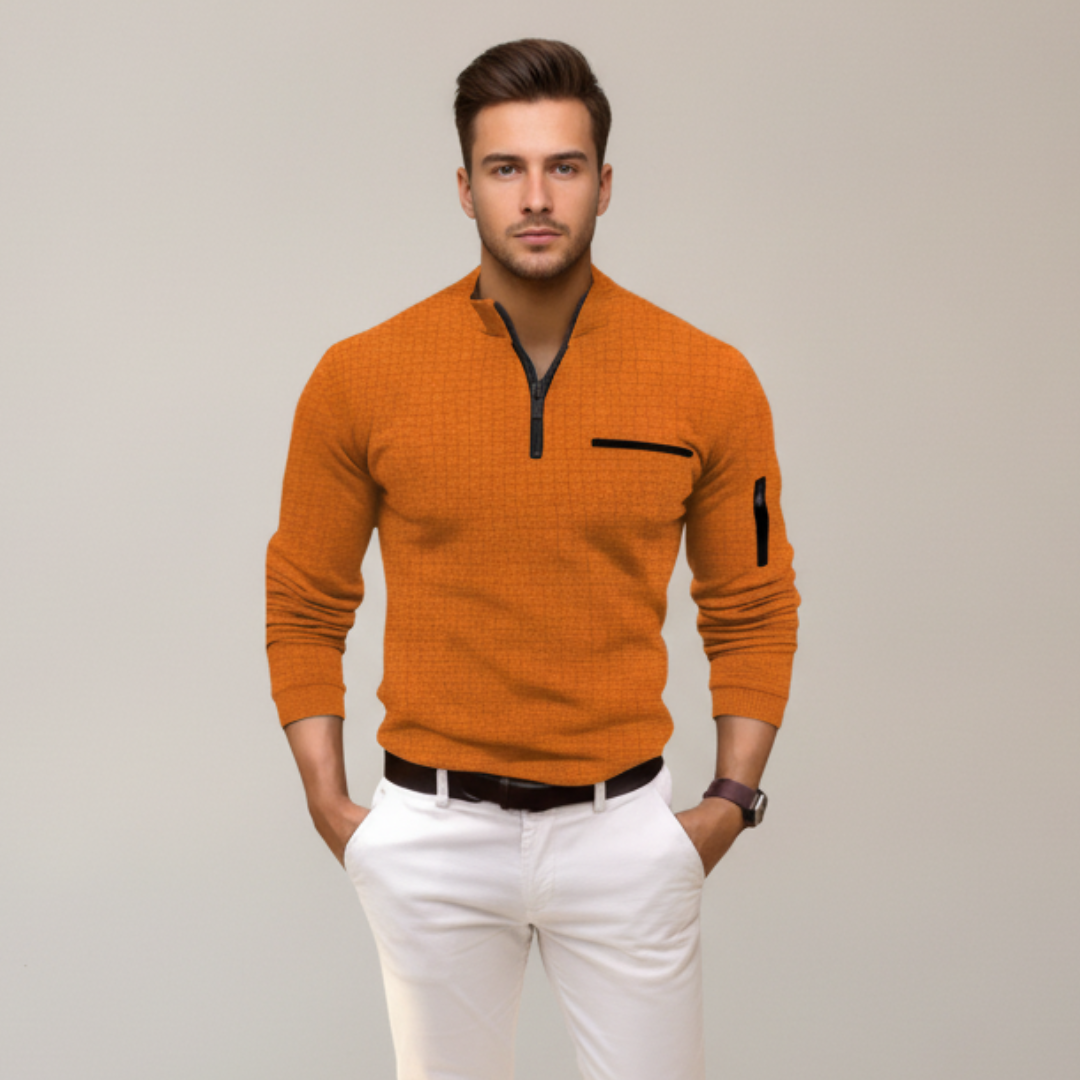Andrey - Camisa con Cremallera Parcial Moderna