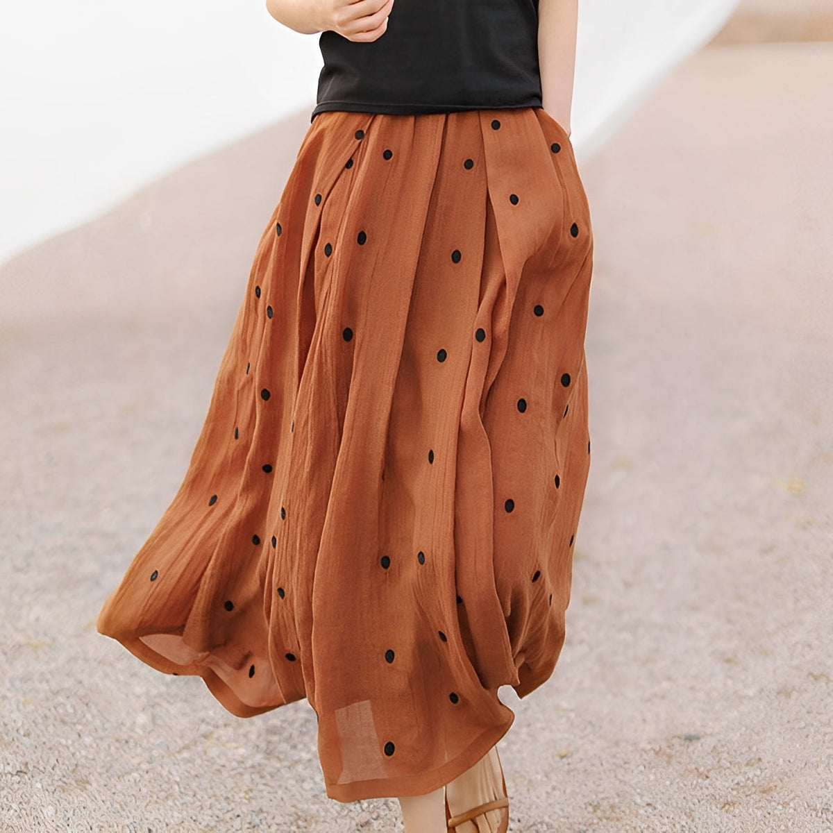 Thea - Falda casual con lunares para damas
