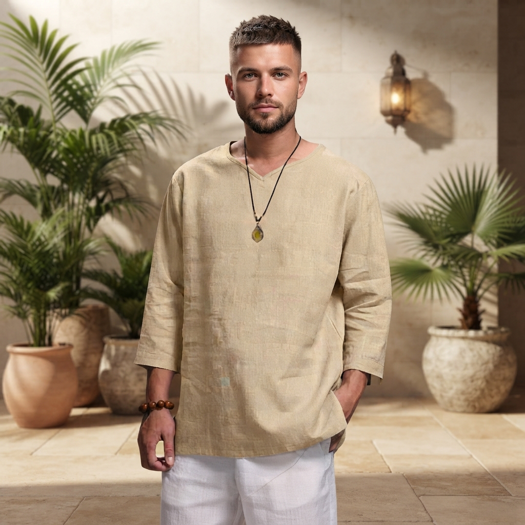 Edwin - Blusa Casual Suelta con Cuello en V