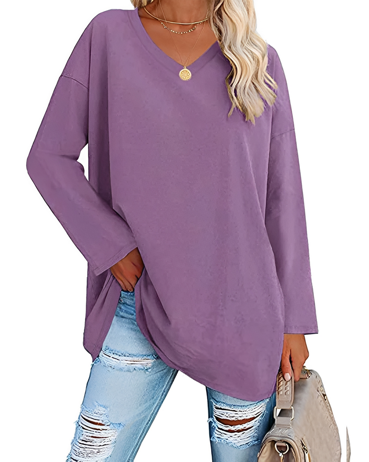 Kendra - Blusa Holgada con Escote en V Elegante