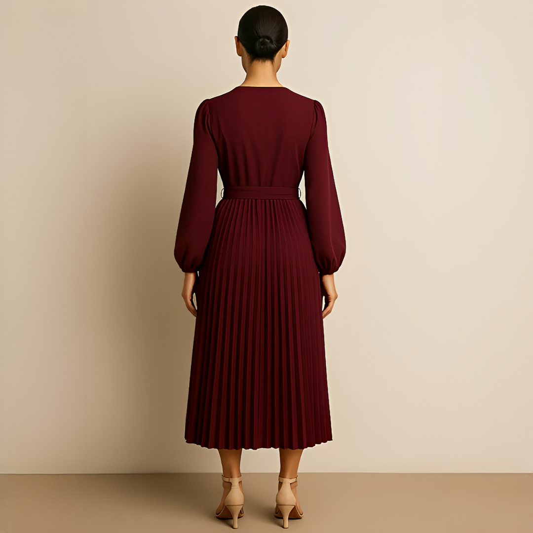 Naomi - Vestido Sofisticado con Pliegues y Escote Cruzado en V