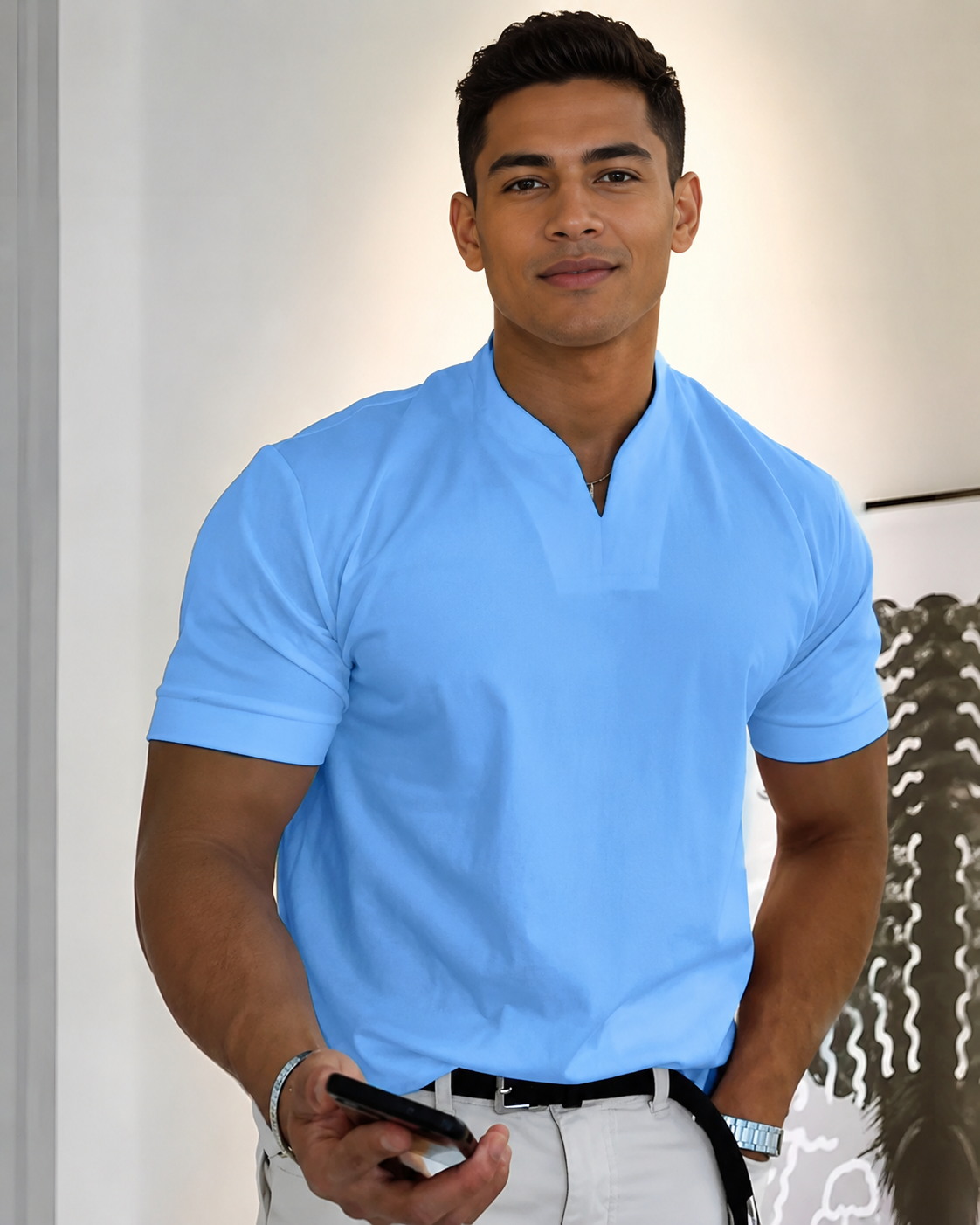 Cédric - Playera Casual con Cuello en V