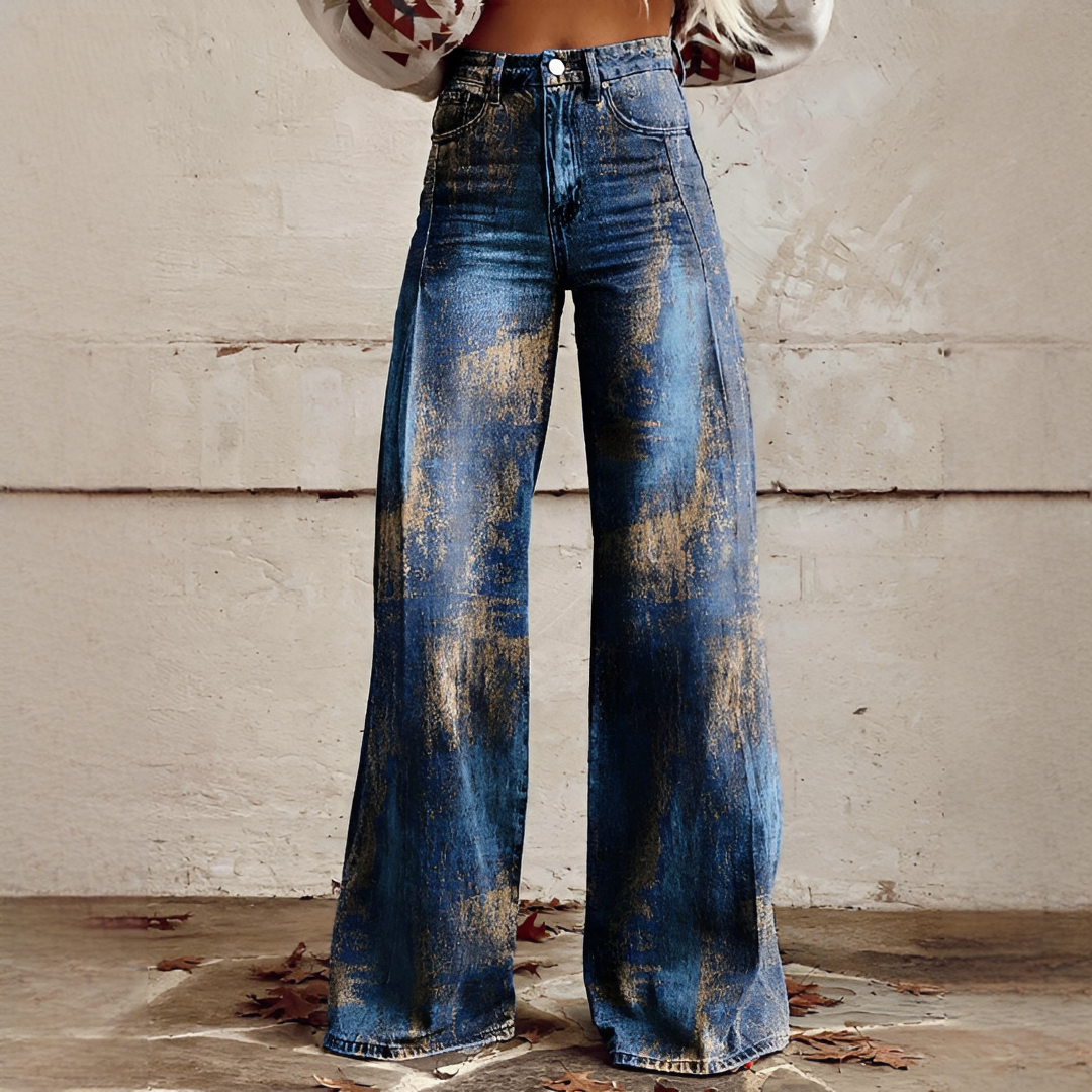 Shelley - Jeans de Pierna Ancha con Estampado para Uso Diario