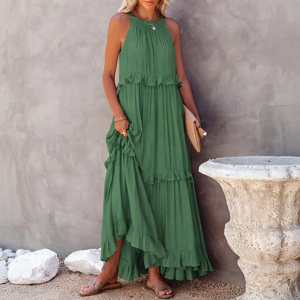 Vessa - Vestido Maxi con Capas Elegante