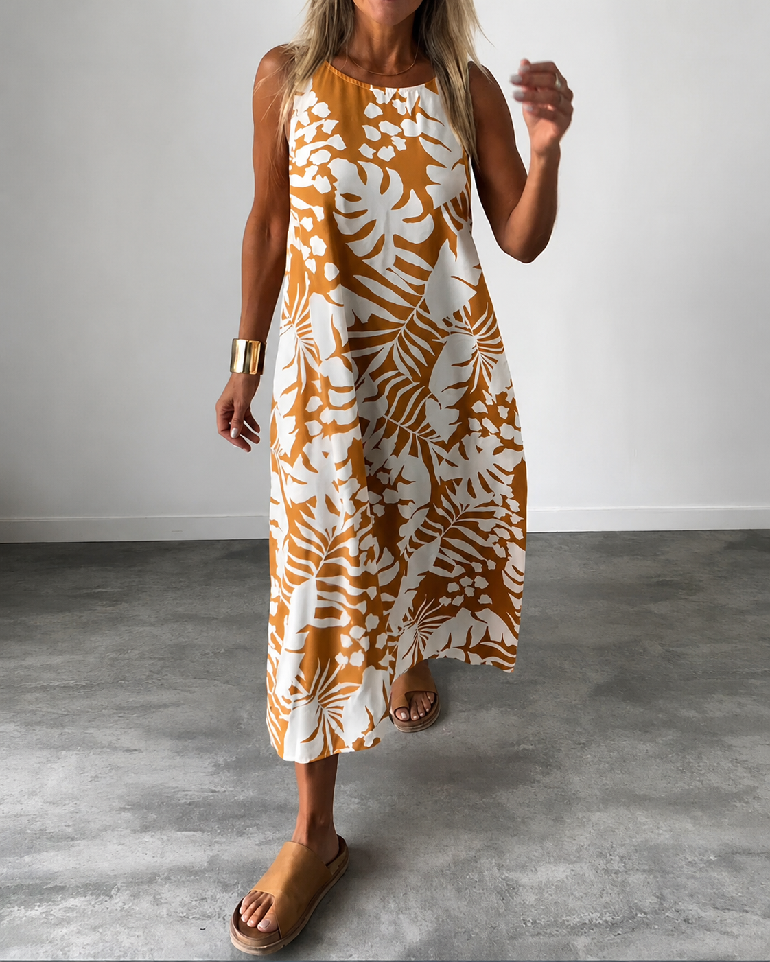 Arianna - Vestido Suelto sin Mangas con Estampado