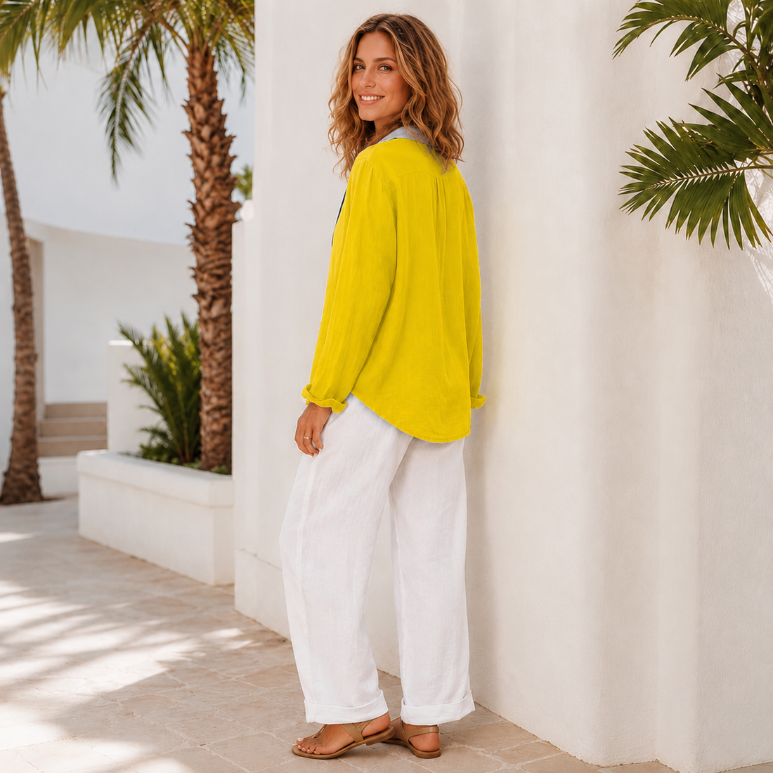 Razieh - Camisa Casual con Botones