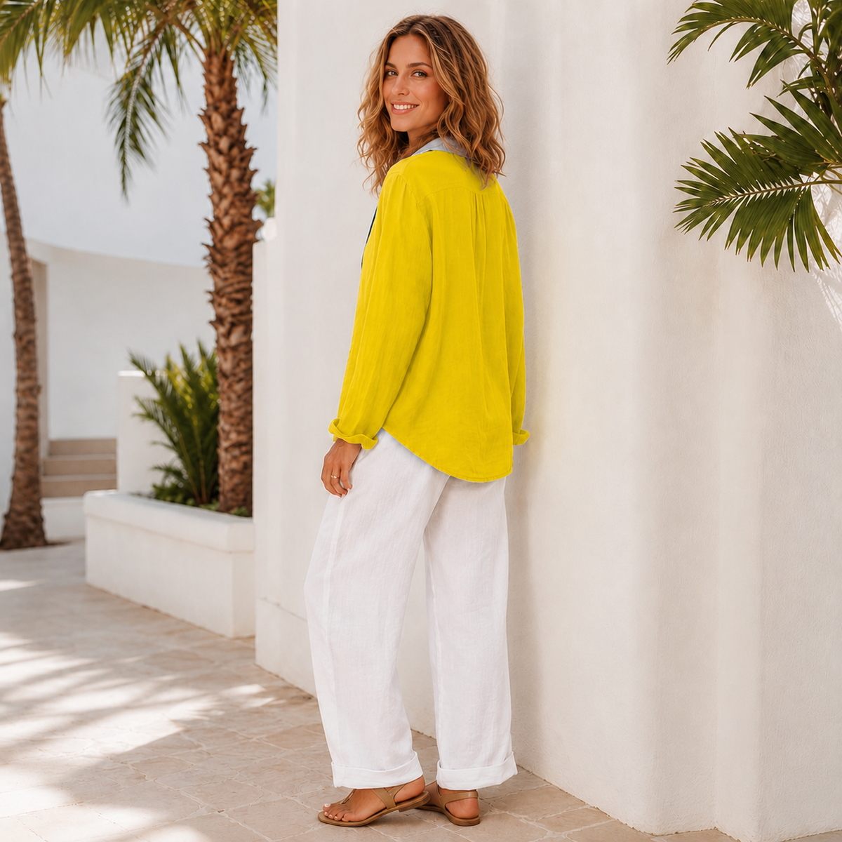 Razieh - Camisa Casual con Botones