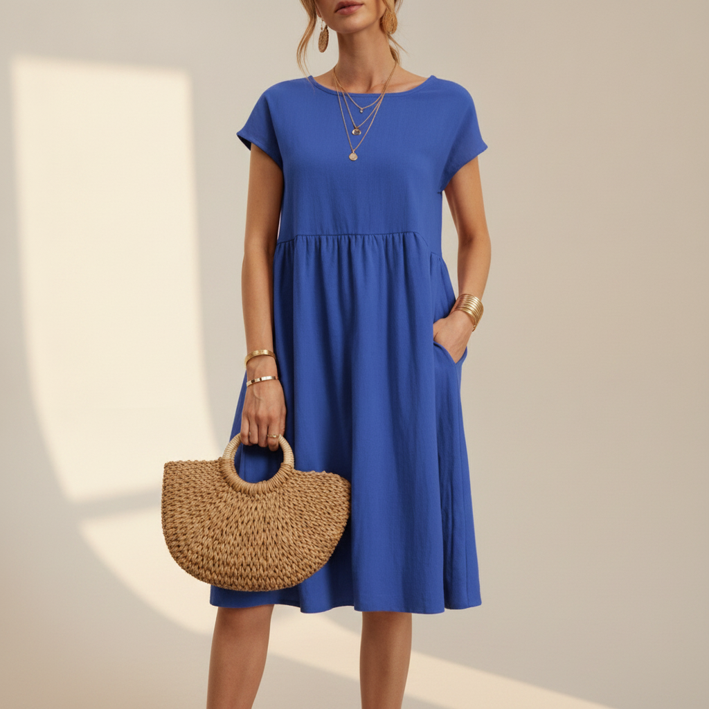 Nubia - Vestido Midi Elegante con Cuello Circular