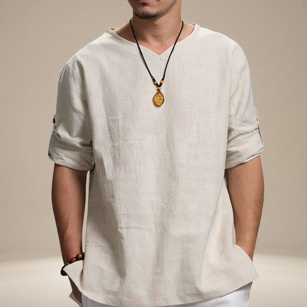 Edwin - Blusa Casual Suelta con Cuello en V