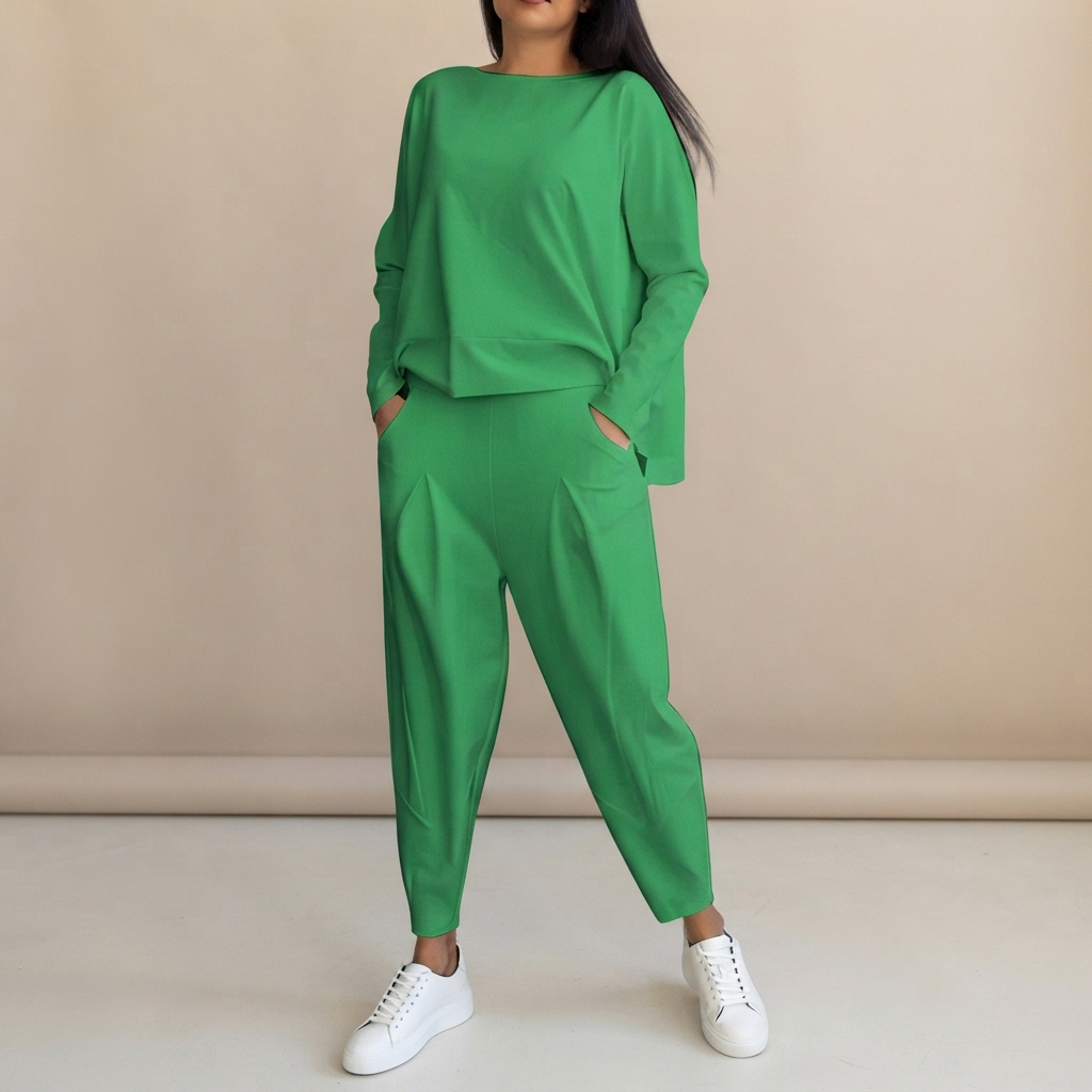 Emilyn - Conjunto de Pantalones Casuales de Corte Suelto