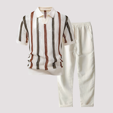 Richards - Conjunto de Polo a Rayas Cómodo y Pantalones