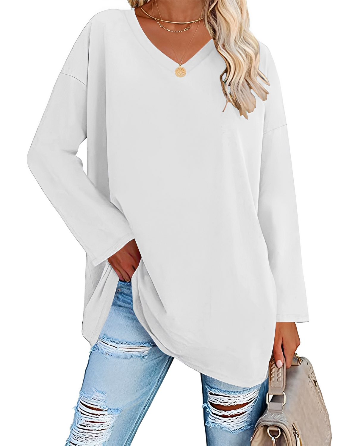 Kendra - Blusa Holgada con Escote en V Elegante