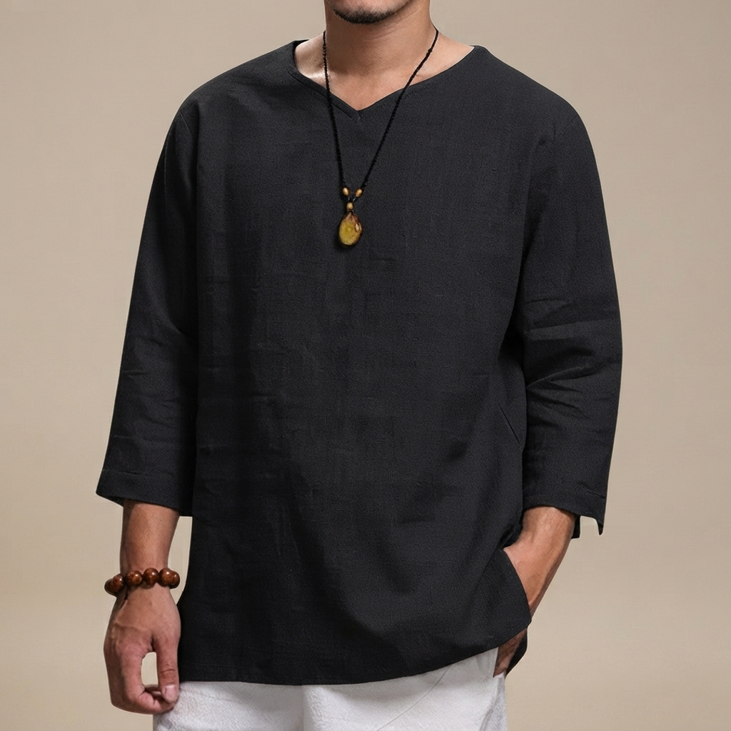 Edwin - Blusa Casual Suelta con Cuello en V