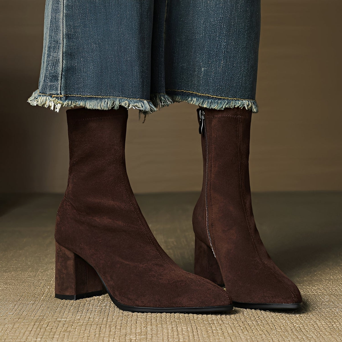 Mikayla - Botas Casuales con Tacón y Cremallera