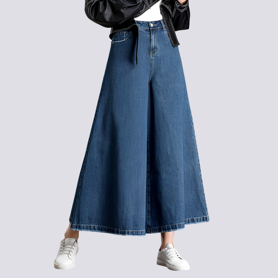 Cassie - Elegantes pantalones de mezclilla de pierna ancha para damas