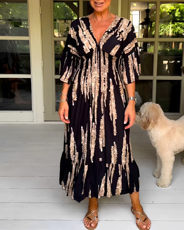 Esperanza - Vestido Midi con Cuello en V Moderno
