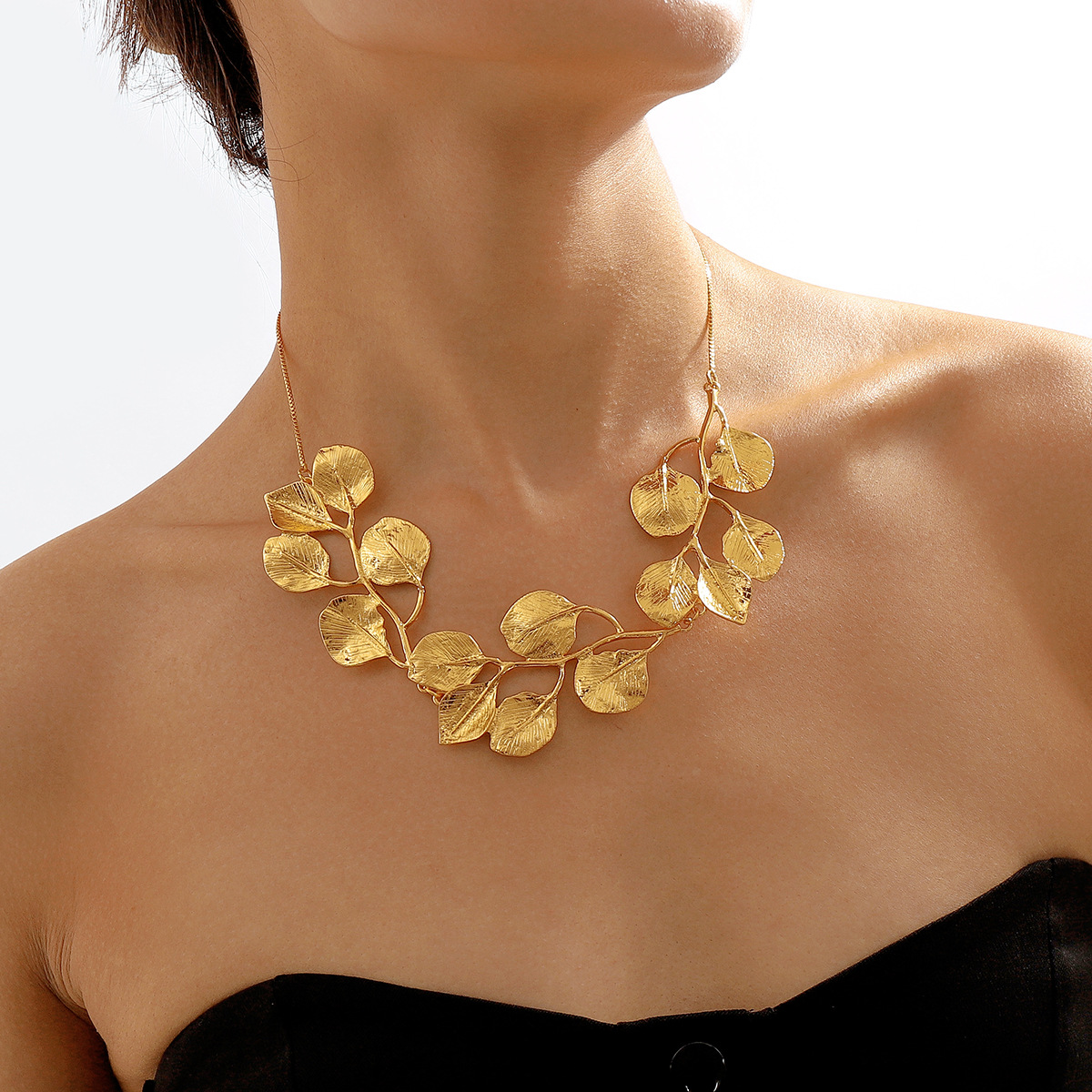 Golden Leaf - Collar de hoja de higuera retro