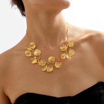 Golden Leaf - Collar de hoja de higuera retro