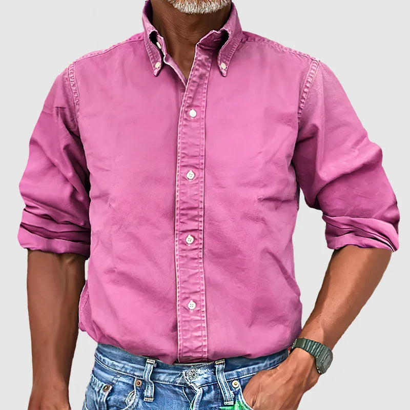 Vince – Camisa para hombre de estilo vintage con efecto desgastado